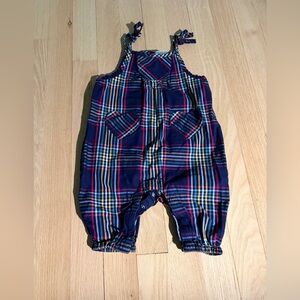 Hanna Andersson Plaid Romper 3-6 Months Heart Pockets Baby One Piece